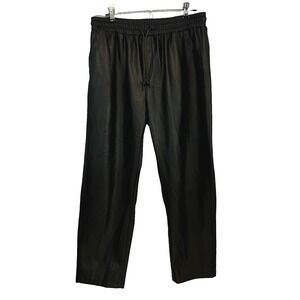 Tagoo Faux Leather Pants High Waisted  Cropped In Black Women's Size XL‎